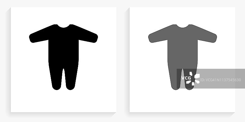 婴儿连衣裤黑白方形图标图片素材