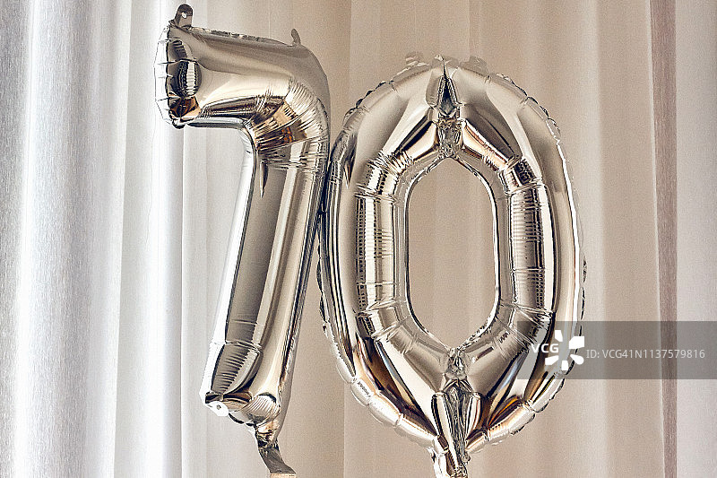 70岁生日银色气球图片素材
