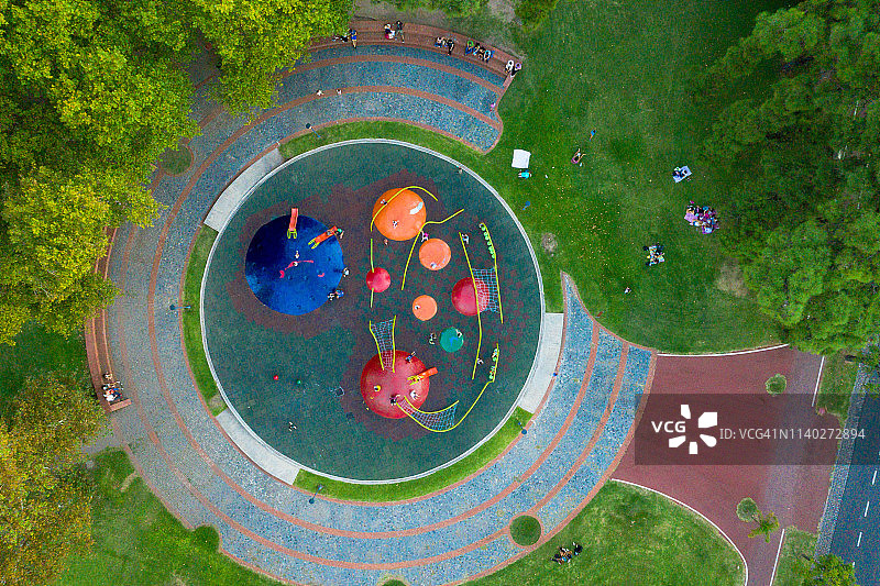 儿童公园鸟瞰图巴勒莫，布宜诺斯艾利斯，阿根廷图片素材