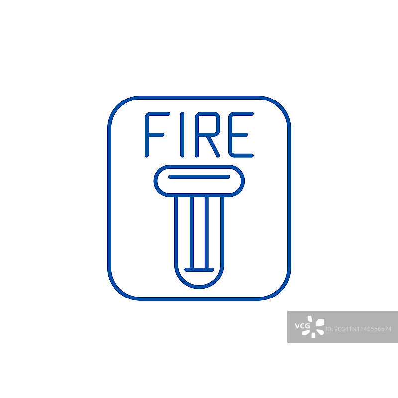 消防安全线图标概念。消防安全平面矢量符号、标志、轮廓插图。图片素材