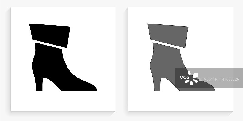 鞋跟黑白方形图标图片素材