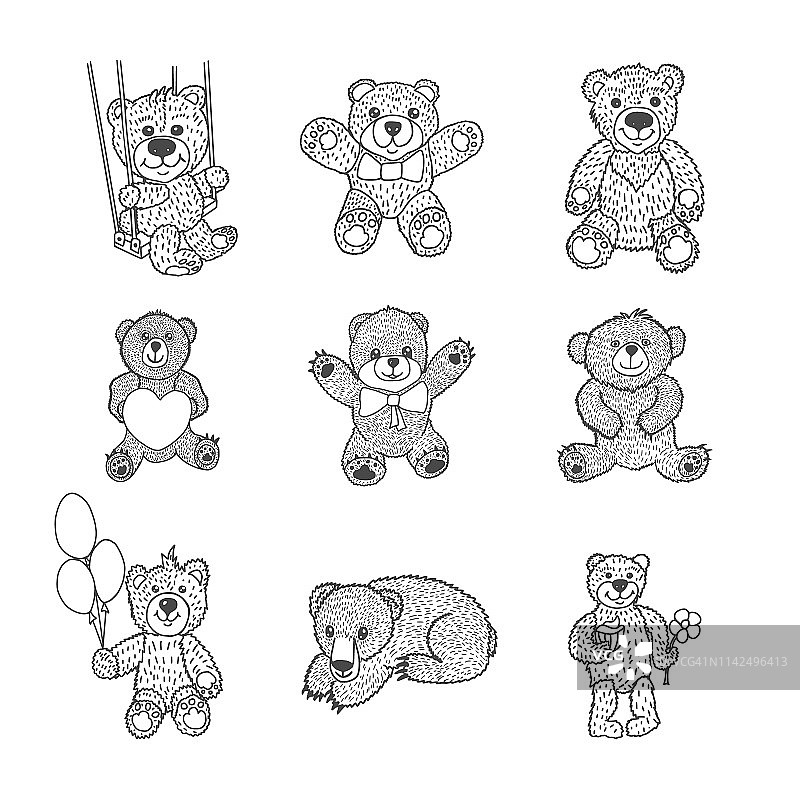 泰迪熊玩具涂鸦集图片素材
