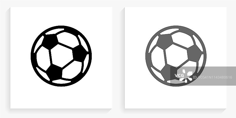 足球黑白方形图标图片素材