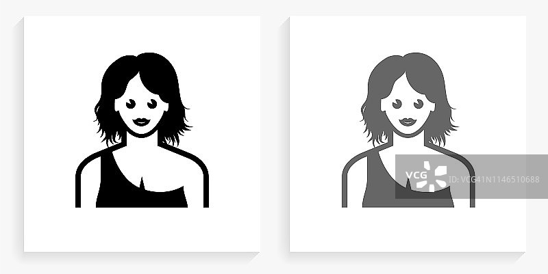 女人的脸肖像黑白方形图标图片素材