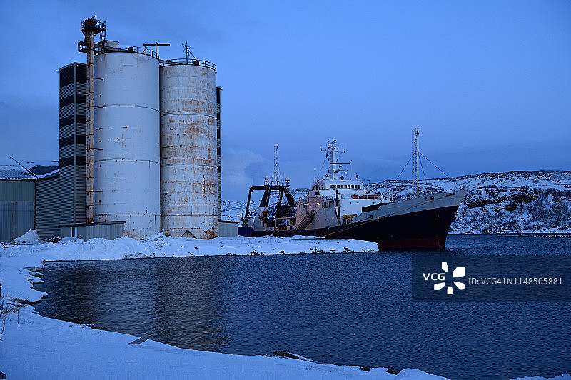 挪威芬马克县Båtsfjord港。图片素材
