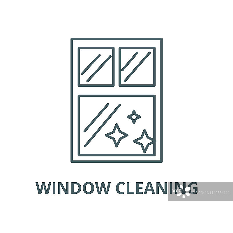 窗口清洁，清洁矢量线图标，线性概念，轮廓符号，符号图片素材