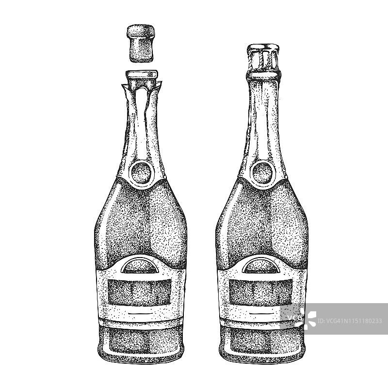 矢量插图手绘两个香槟瓶图片素材