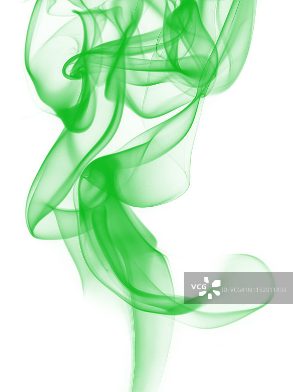 白色背景上的绿色烟雾的形式和纹理的完整框架。图片素材