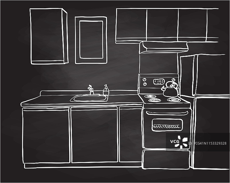 厨房一墙黑板图片素材