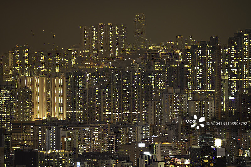 黄昏时分的香港天际线图片素材