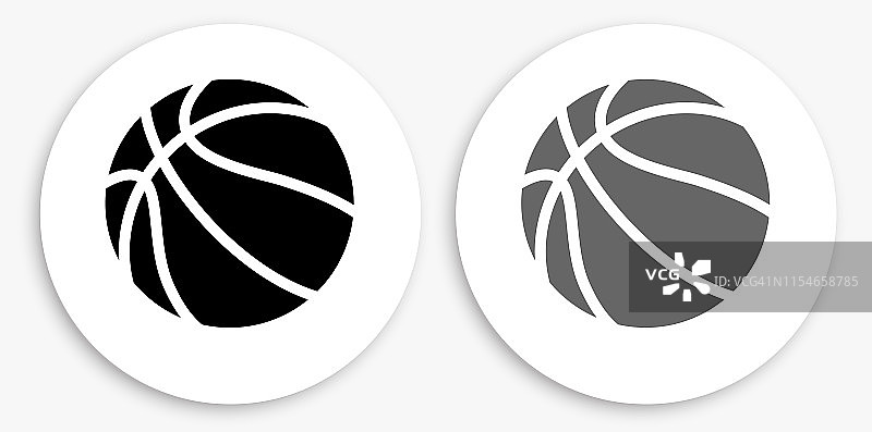 篮球黑白圆形图标图片素材