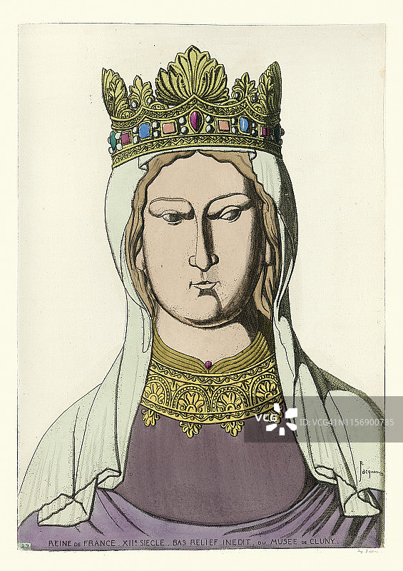 12世纪法国女王的肖像，中世纪图片素材