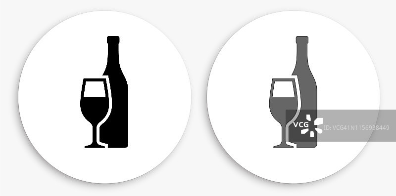 瓶子和玻璃黑白圆形图标图片素材