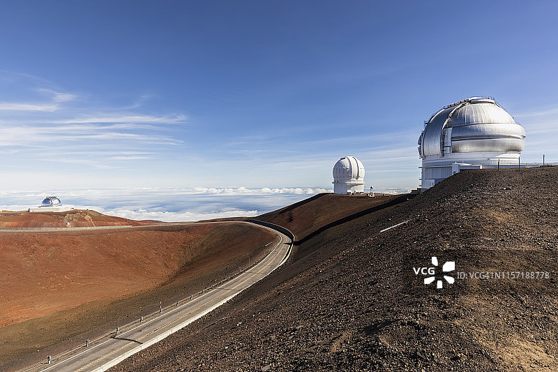 美国，夏威夷，莫纳克亚火山，望远镜在莫纳克亚天文台图片素材