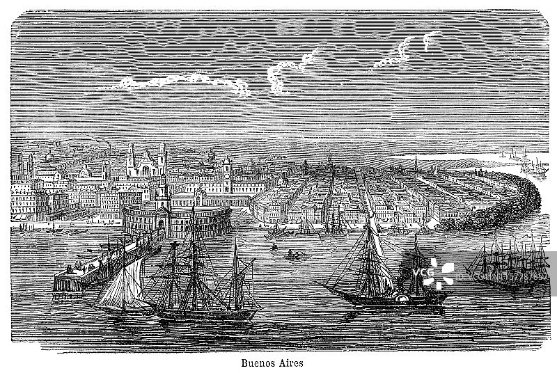布宜诺斯艾利斯阿根廷港 1887图片素材