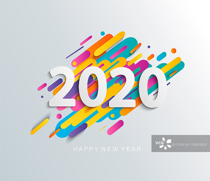 2020年新年卡片上的现代运动背景。图片素材
