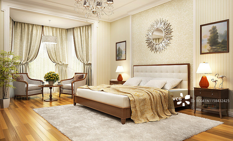 经典风格的大而漂亮的卧室图片素材