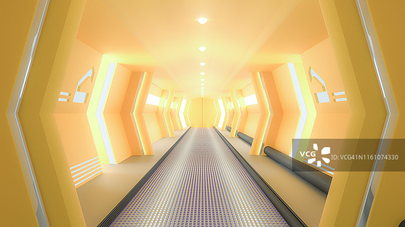 黄色宇宙飞船科幻走廊图片素材