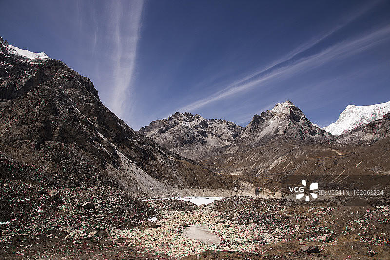 尼泊尔，经悟空徒步的珠峰大本营，悟空附近的第五湖图片素材