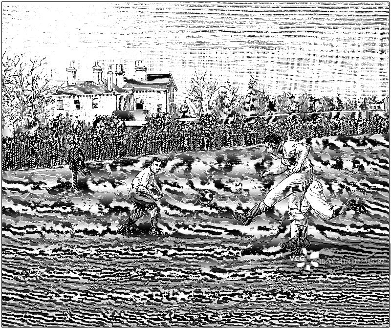 古董插图从体育书籍:足球行动图片素材