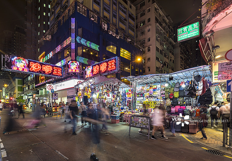 晚上的女士市场，中国香港图片素材