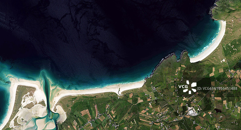 卫星图像，海滩，纽菲尔德，爱尔兰图片素材
