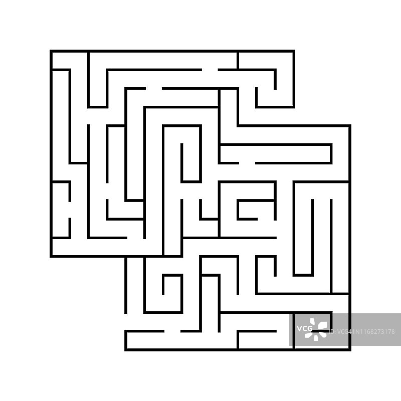 孤立的黑色迷宫，迷宫开始复杂的白色背景。图片素材