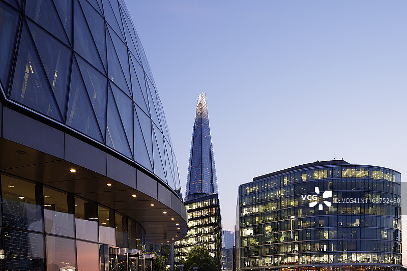 暮色中的现代伦敦建筑和城市天际线图片素材