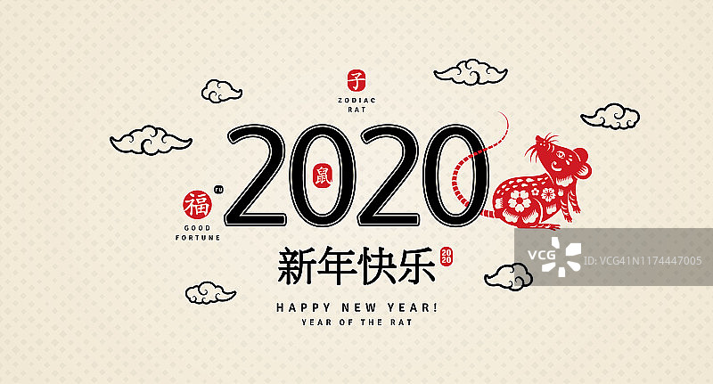 2020年中国风格的红色老鼠图片素材
