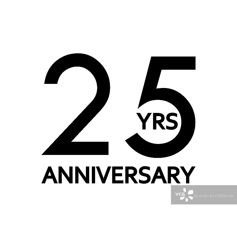 25周年纪念图标。周年装修模板。庆祝和生日的标志。矢量插图。图片素材