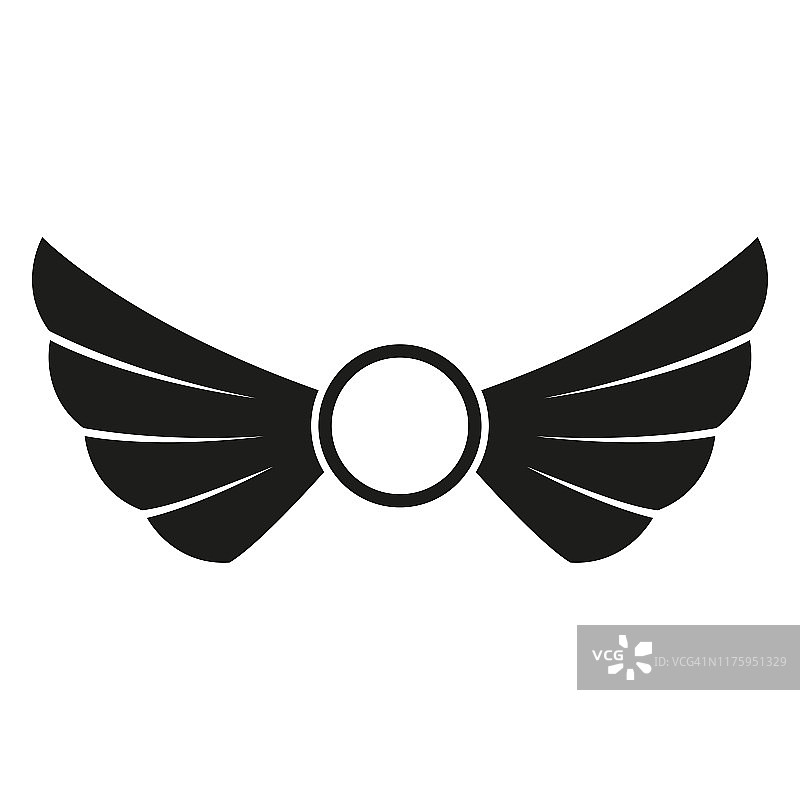 翅膀图标孤立在白色背景。翼徽或翼标矢量插图。图片素材