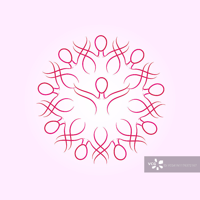 女性团队乳腺癌意识丝带标志向量图片素材
