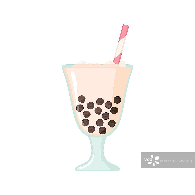 泡沫奶茶图标在平面风格孤立在白色。图片素材
