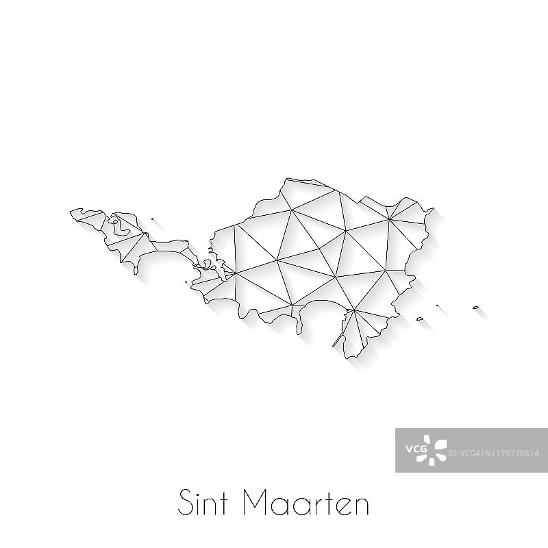 Sint Maarten地图连接-白色背景上的网络网格图片素材