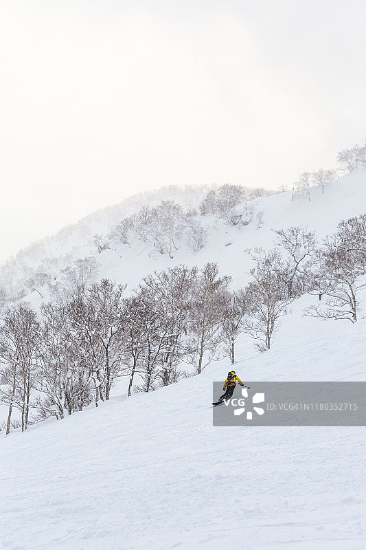 在山坡上。日本二世谷的冬天。图片素材