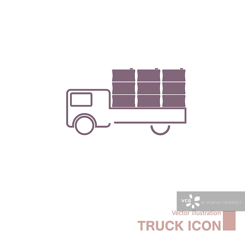 矢量绘制的卡车图标。孤立在白色背景上。图片素材