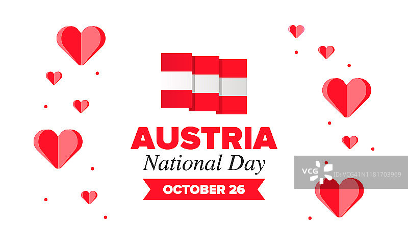 奥地利的国庆节。全国节日快乐，每年10月26日庆祝。奥地利国旗。爱国主义的元素。海报、卡片、横幅和背景。矢量图图片素材