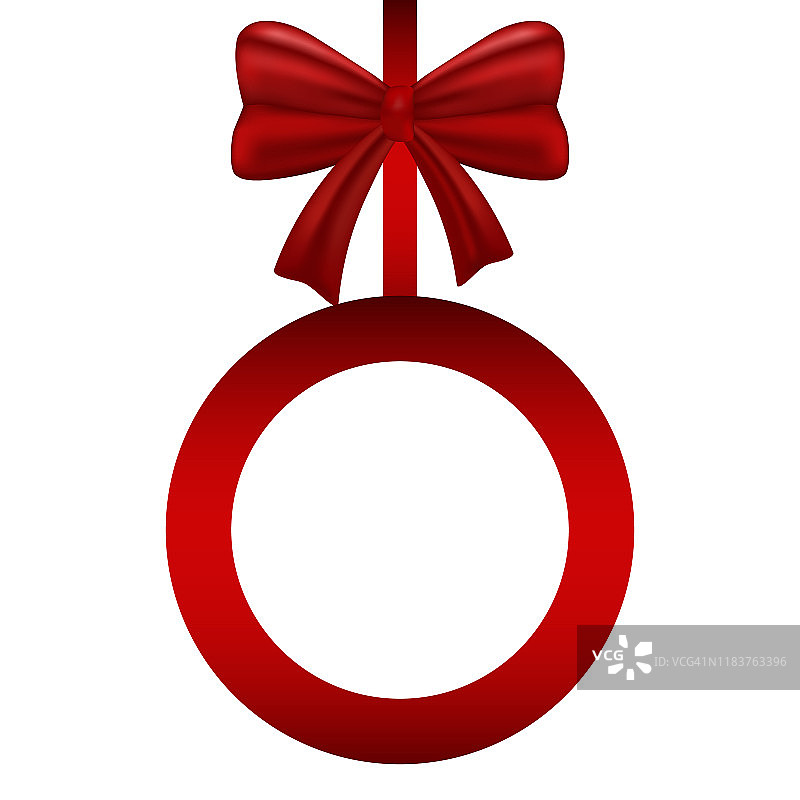 装饰逼真的红色丝带与闪亮的礼品蝴蝶结。孤立的背景矢量对象，贺卡，横幅模板，网页设计，新年，圣诞快乐，情人节，节日庆祝图片素材