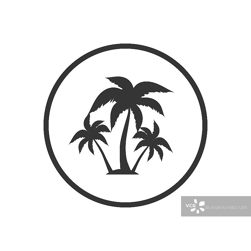 棕榈树剪影图标。简单的平面矢量图图片素材