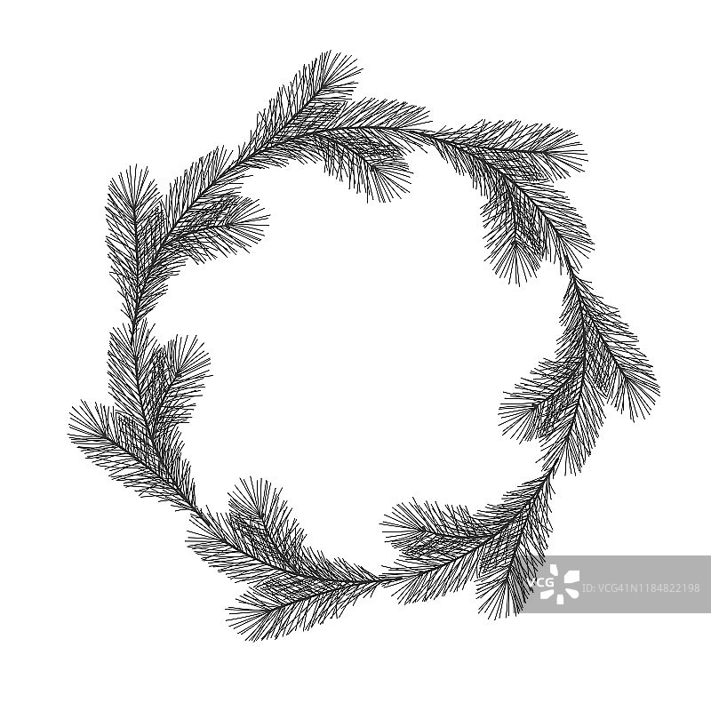圣诞花手绘花环在白色的背景图片素材