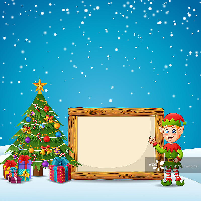 圣诞快乐冬季景观背景与招牌图片素材