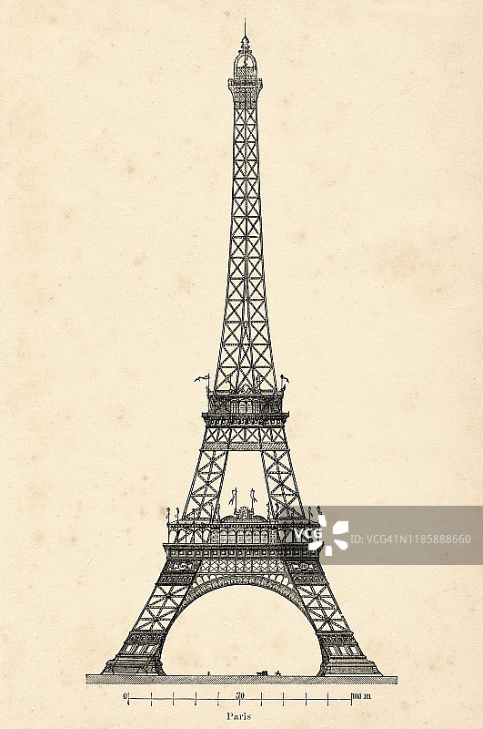 1897年巴黎埃菲尔铁塔图片素材