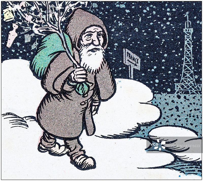 古董插图:圣诞故事卡通漫画图片素材