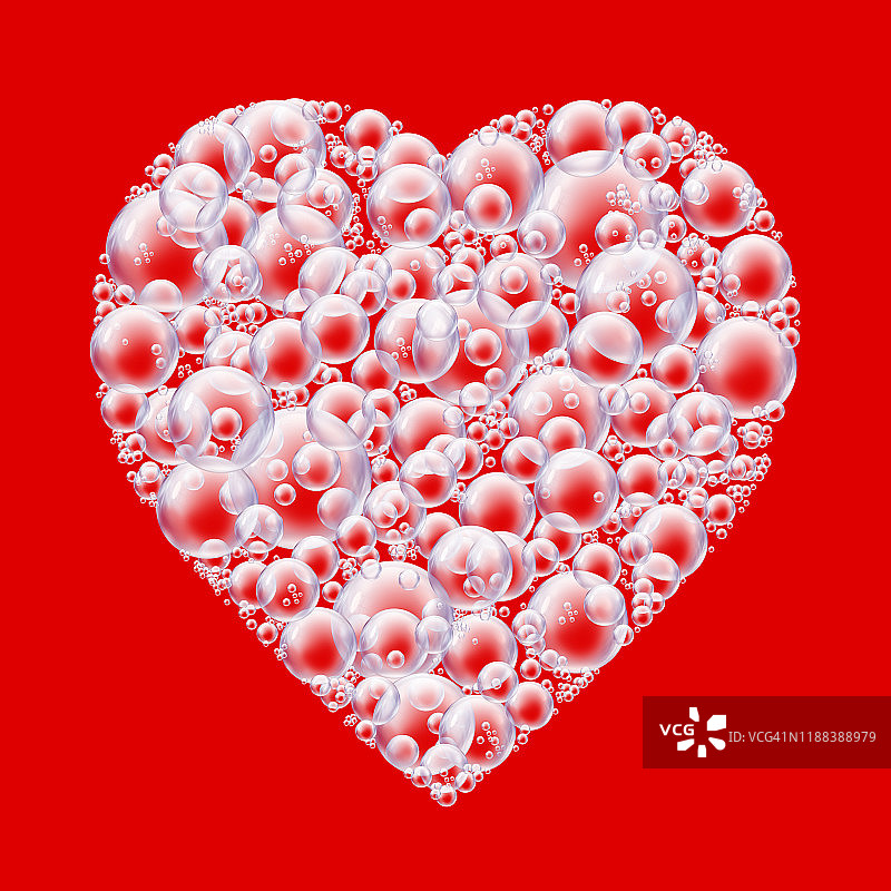 红色的泡沫的心图片素材