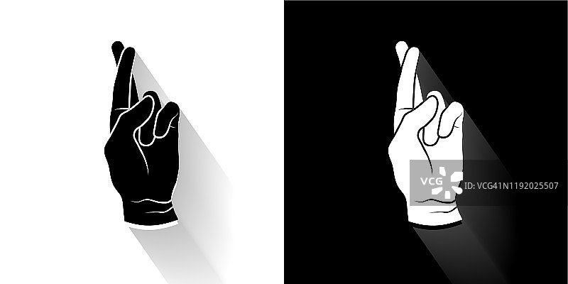 手指交叉黑色和白色与长影子的图标图片素材
