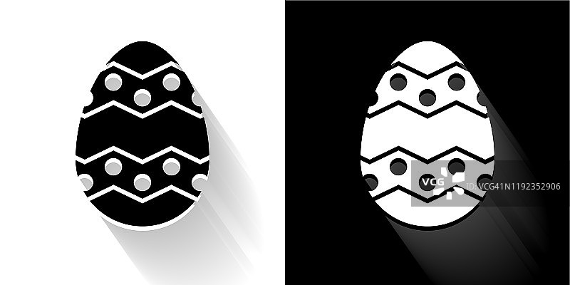 复活节彩蛋黑色和白色图标与长影子图片素材