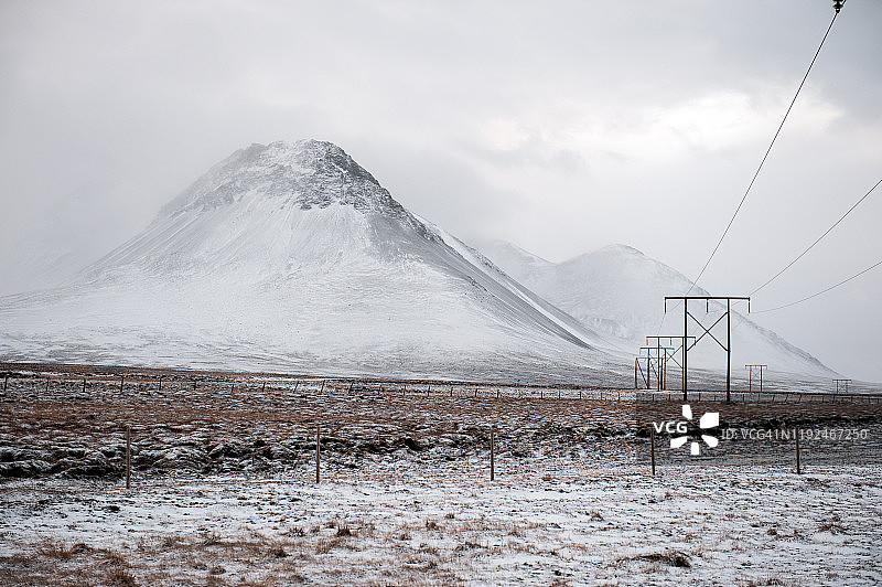 冰岛西北部Hvammstangi附近的冬季景观图片素材