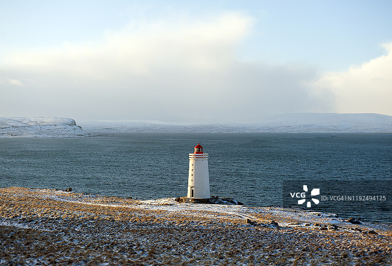 冰岛西北部Hvammstangi附近的灯塔图片素材