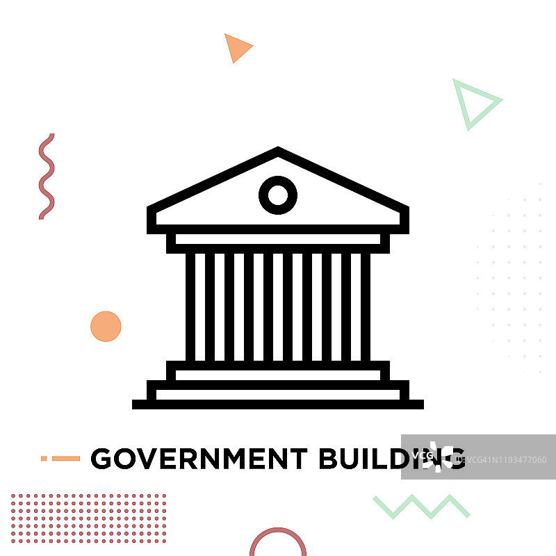 政府建筑线条图标设计可编辑的笔触图片素材