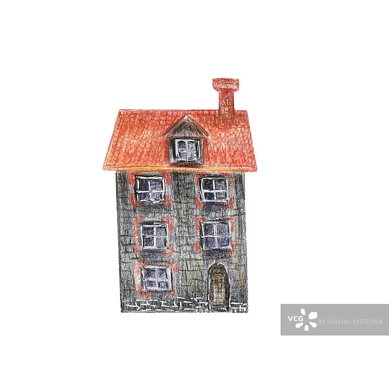 儿童插画风格的斯堪的那维亚房子图片素材